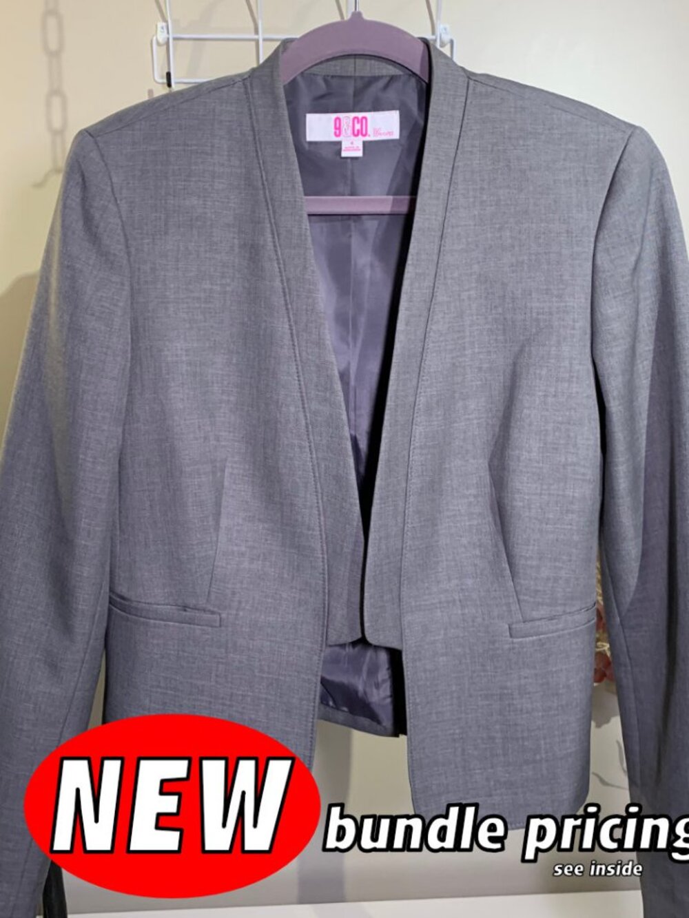 9&Co. Grey Business Chic Jacket Size 4